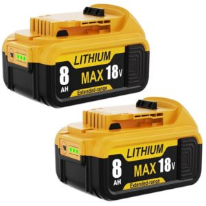 2 x DeWalt 18V XR 8Ah Battery Lithium Compatible with DCB180 DCB200 DC204
